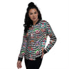 Clown Faces And Harlequin Black Print Pattern Women's Bomber Jacket-grizzshop