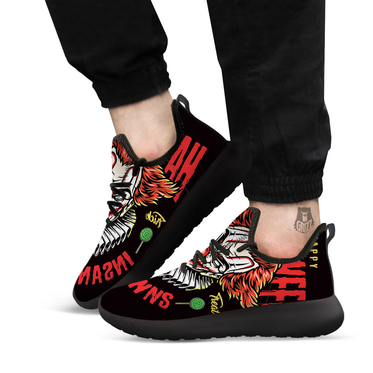 Clown Halloween Print Black Athletic Shoes-grizzshop