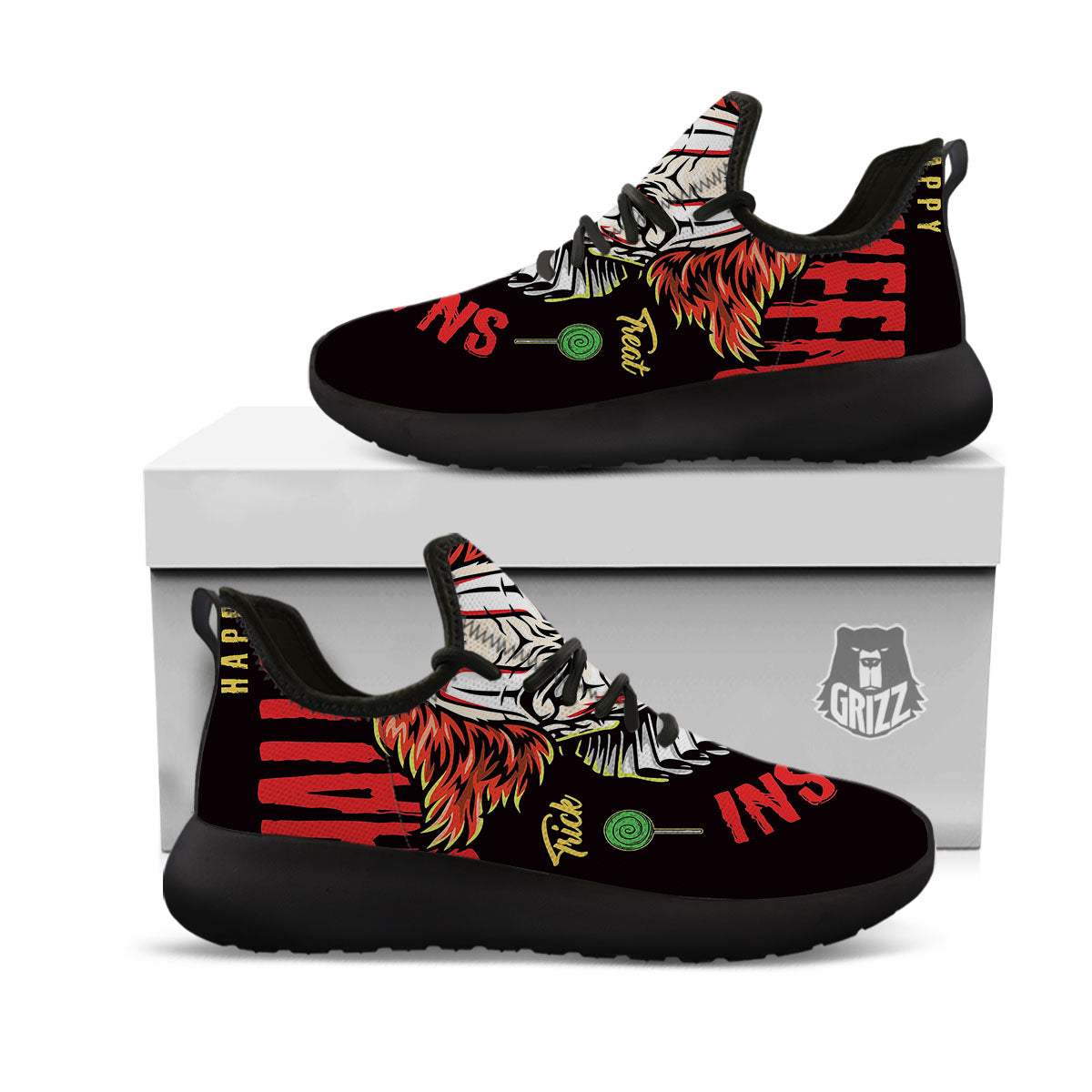 Clown Halloween Print Black Athletic Shoes-grizzshop