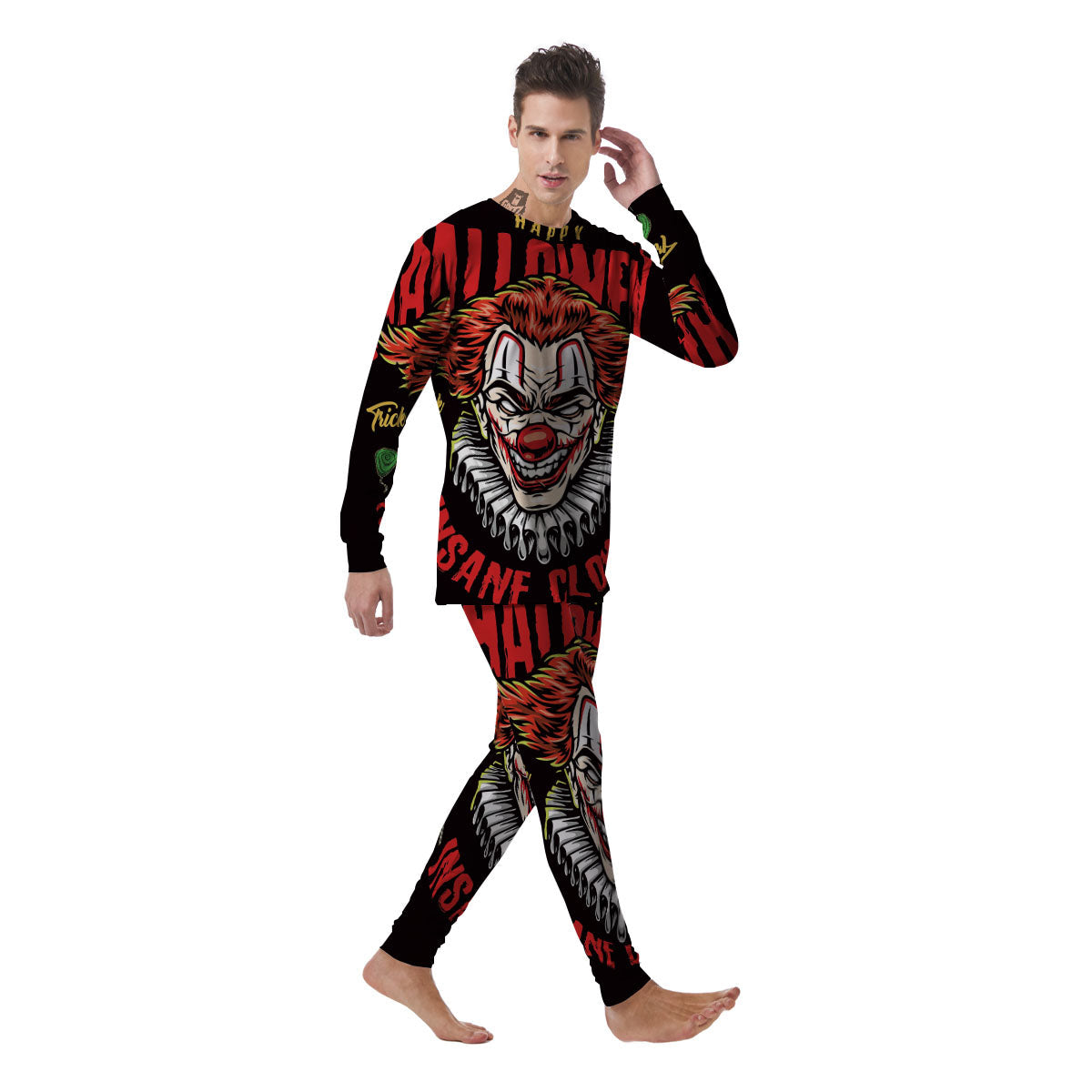 Clown Halloween Print Men's Pajamas-grizzshop