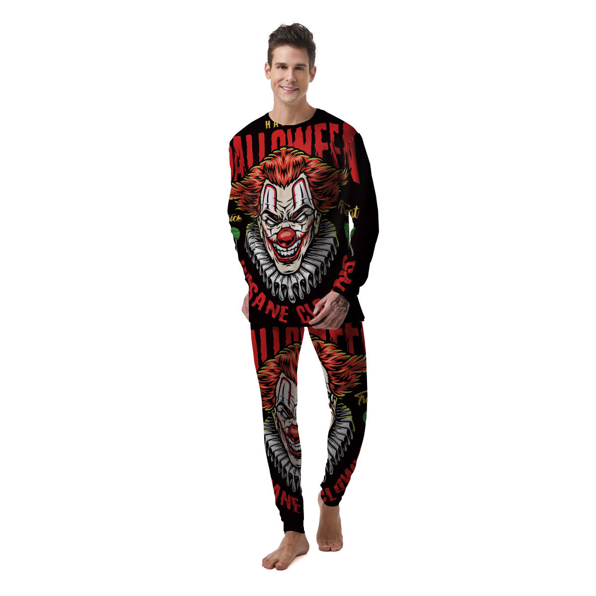Clown Halloween Print Men's Pajamas-grizzshop