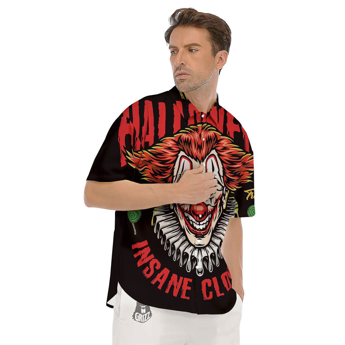 Clown Halloween Print Men's Short Sleeve Shirts-grizzshop