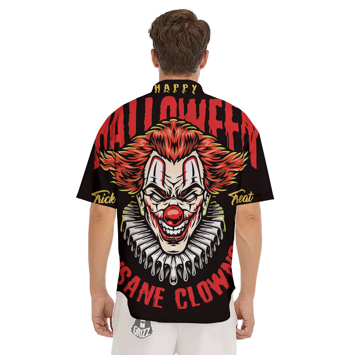 Clown Halloween Print Men's Short Sleeve Shirts-grizzshop