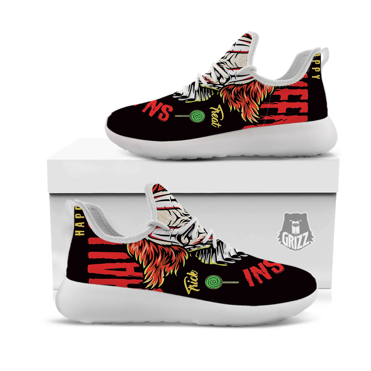 Clown Halloween Print White Athletic Shoes-grizzshop