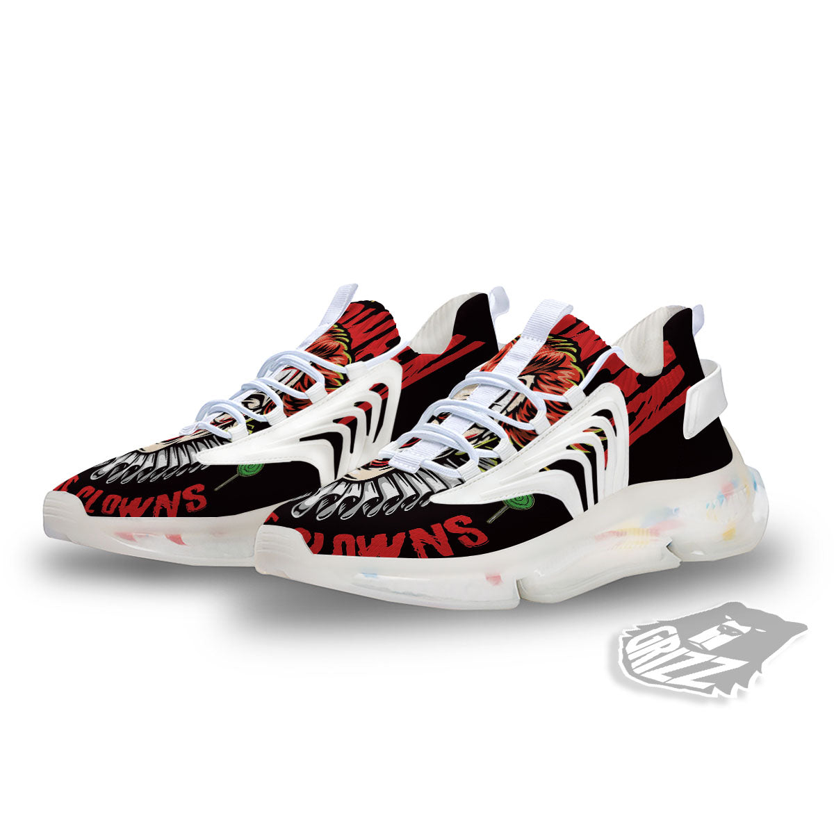 Clown Halloween Print White Gym Shoes-grizzshop