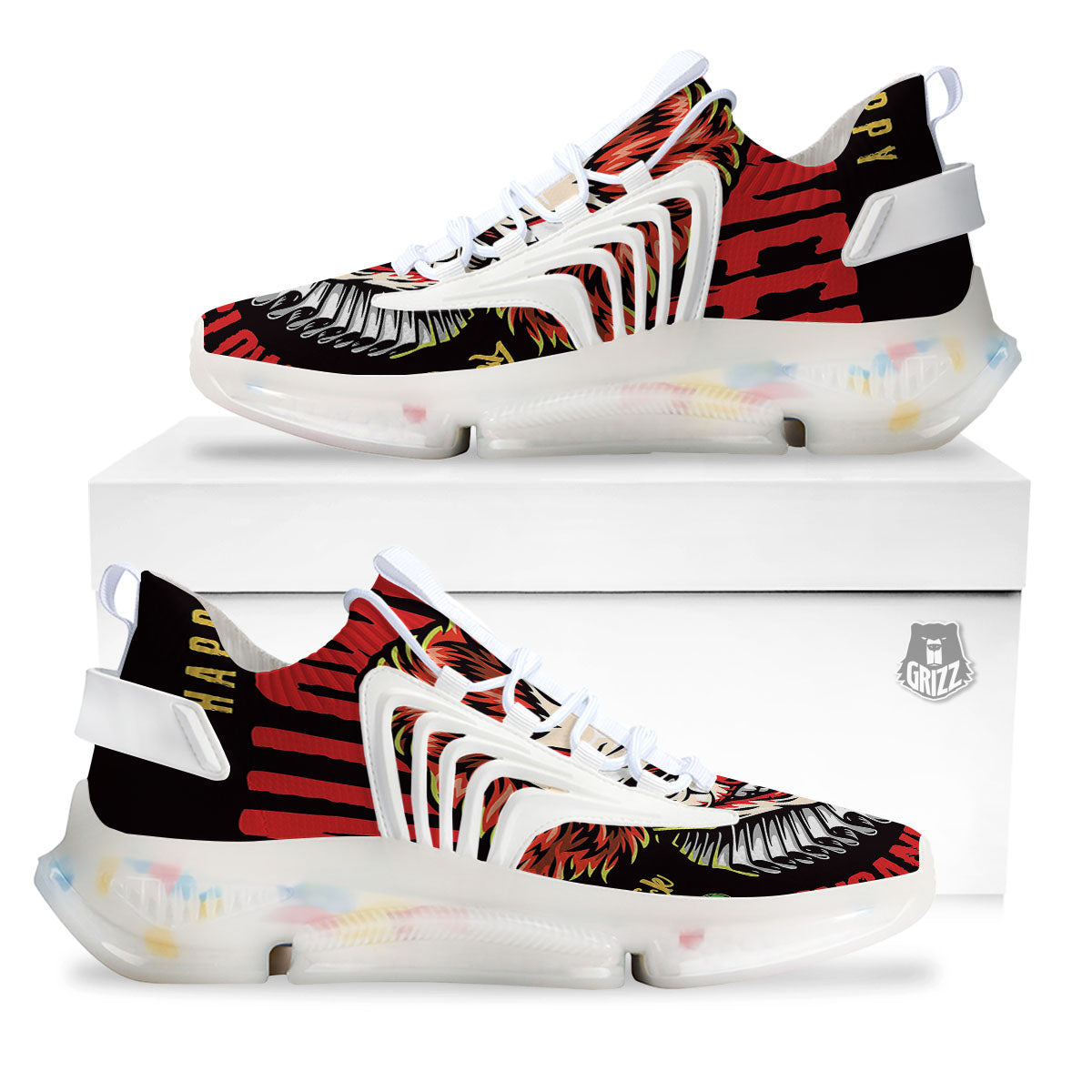Clown Halloween Print White Gym Shoes-grizzshop