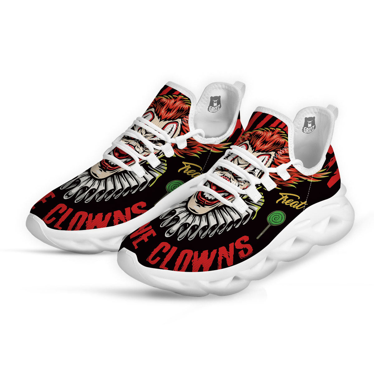 Clown Halloween Print White Running Shoes-grizzshop