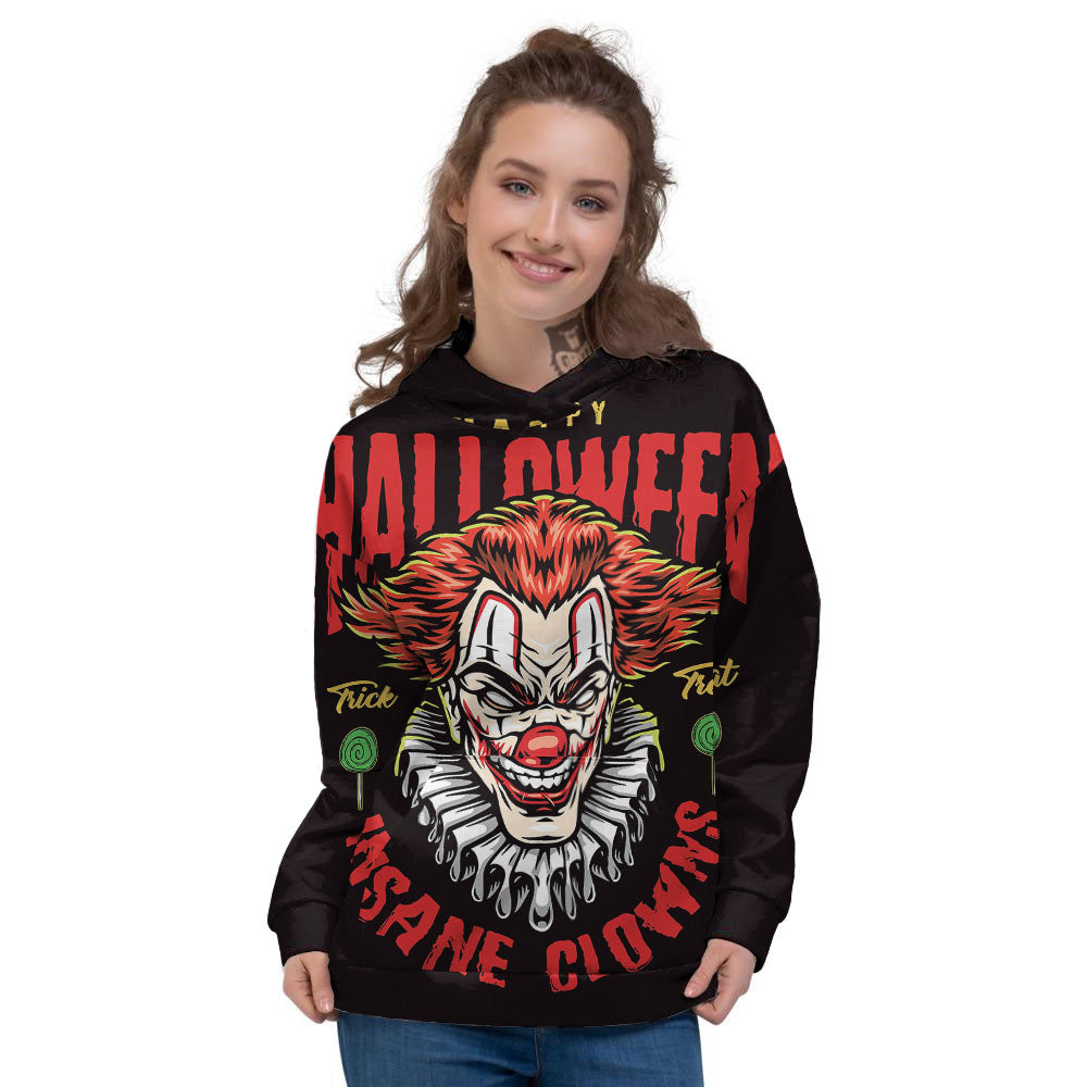 Clown Halloween Print Women's Hoodie-grizzshop