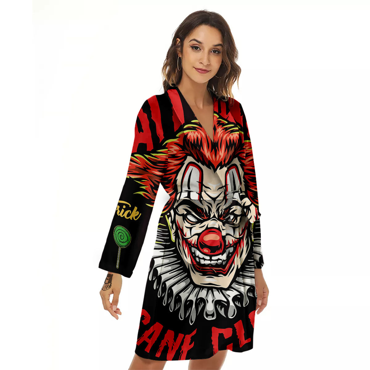 Clown Halloween Print Women's Robe-grizzshop