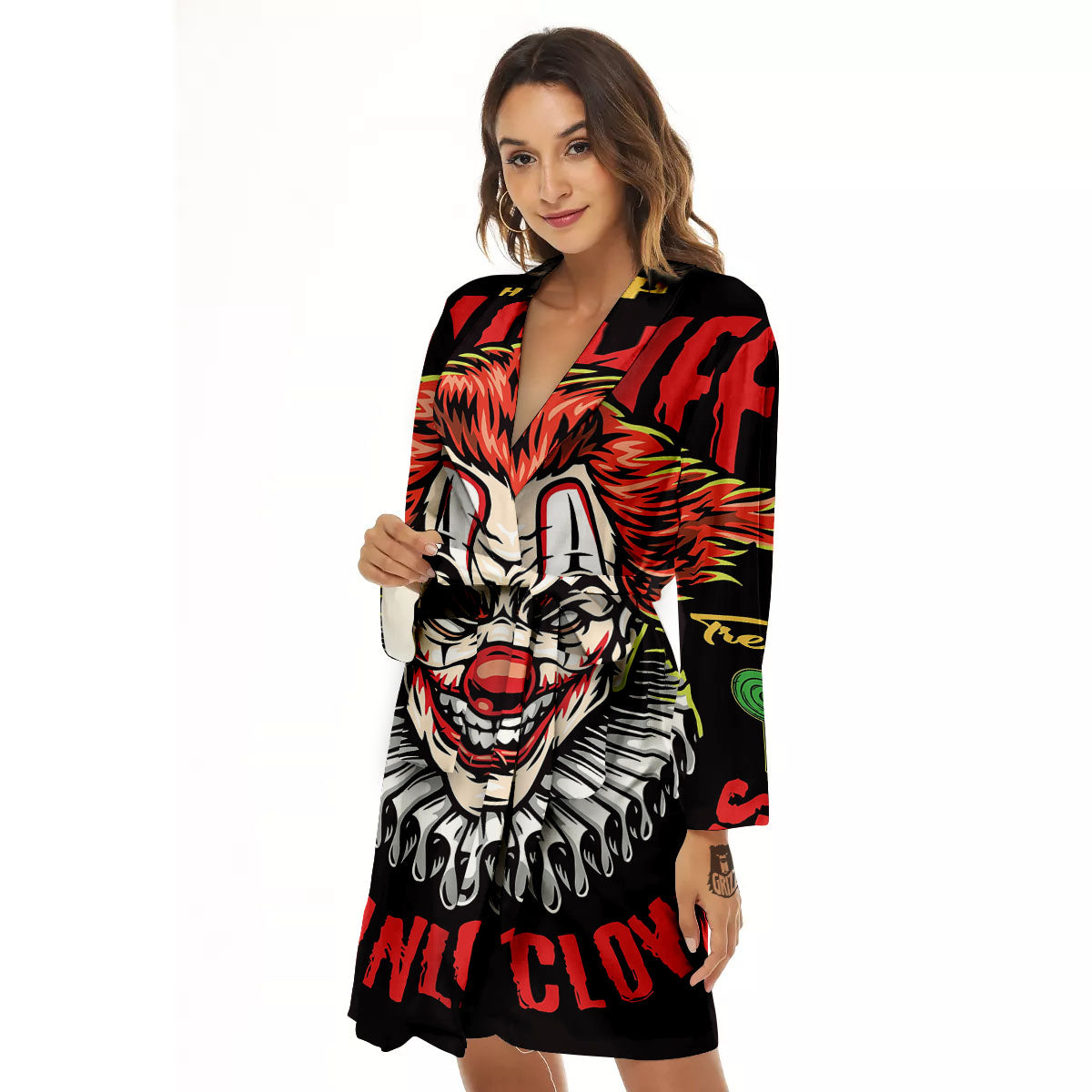 Clown Halloween Print Women's Robe-grizzshop
