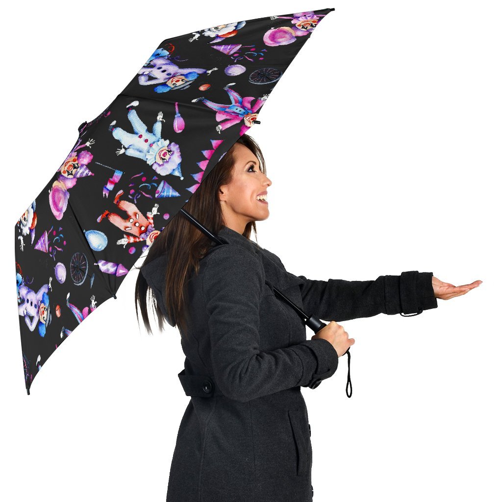 Clown Pattern Print Automatic Foldable Umbrella-grizzshop