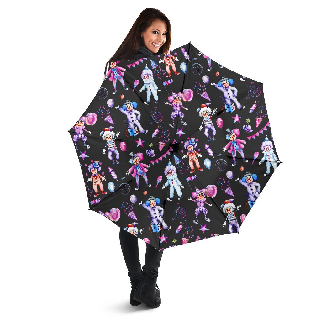 Clown Pattern Print Automatic Foldable Umbrella-grizzshop