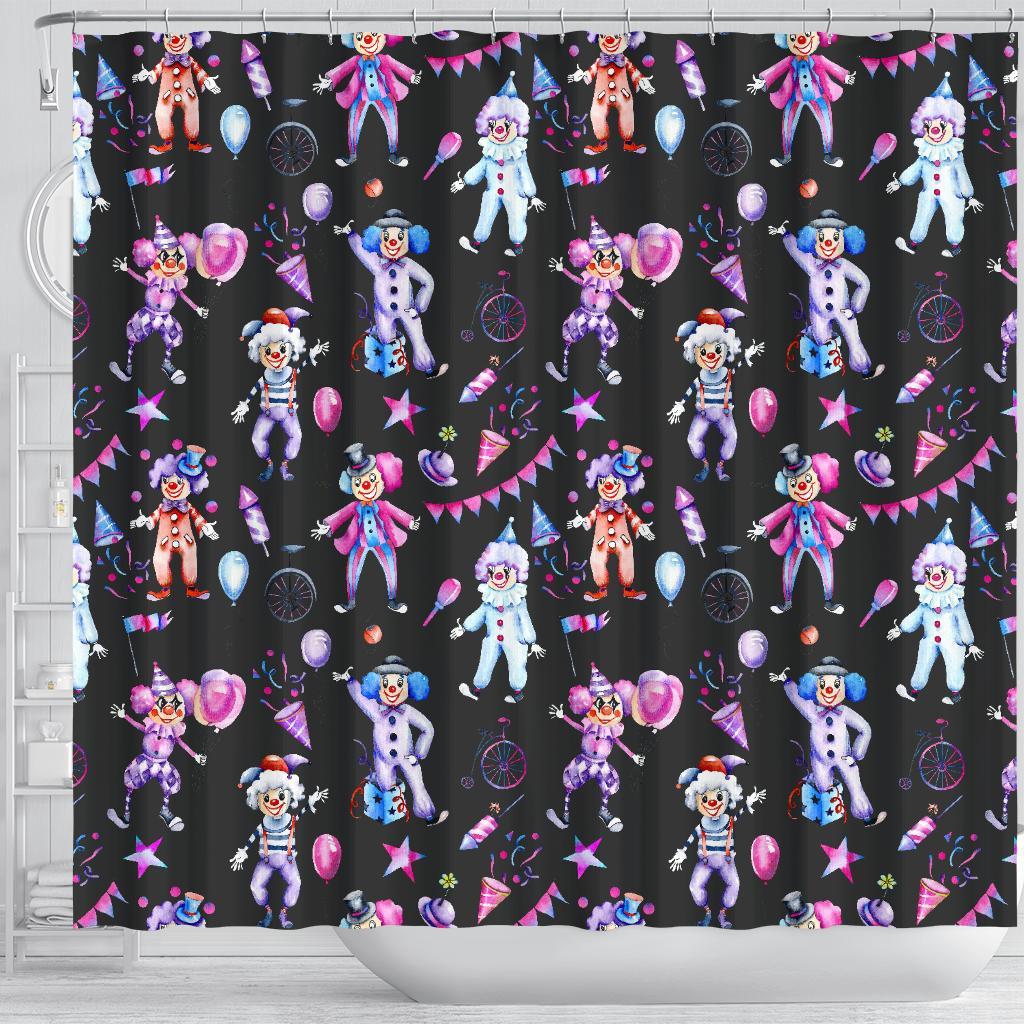 Clown Pattern Print Bathroom Shower Curtain-grizzshop