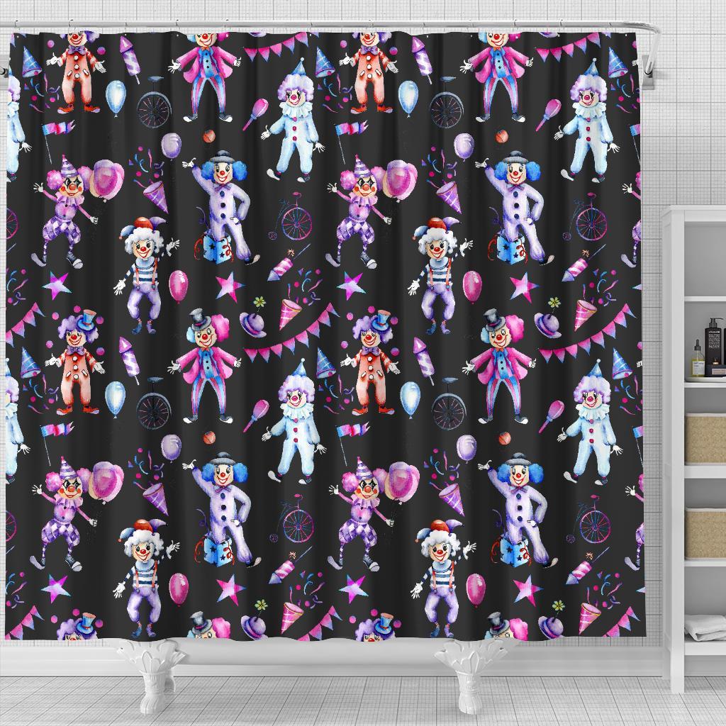 Clown Pattern Print Bathroom Shower Curtain-grizzshop