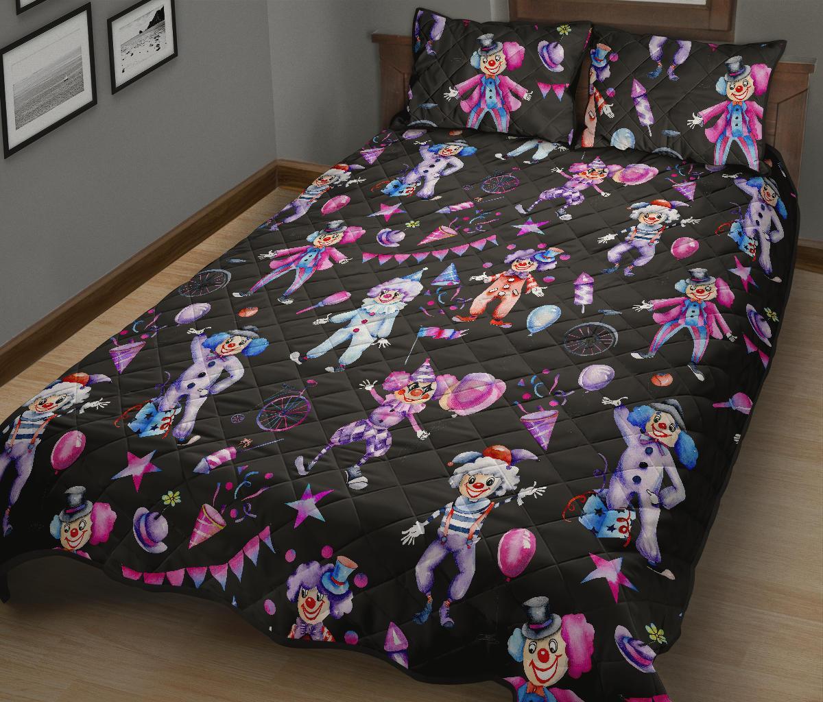 Clown Pattern Print Bed Set Quilt-grizzshop