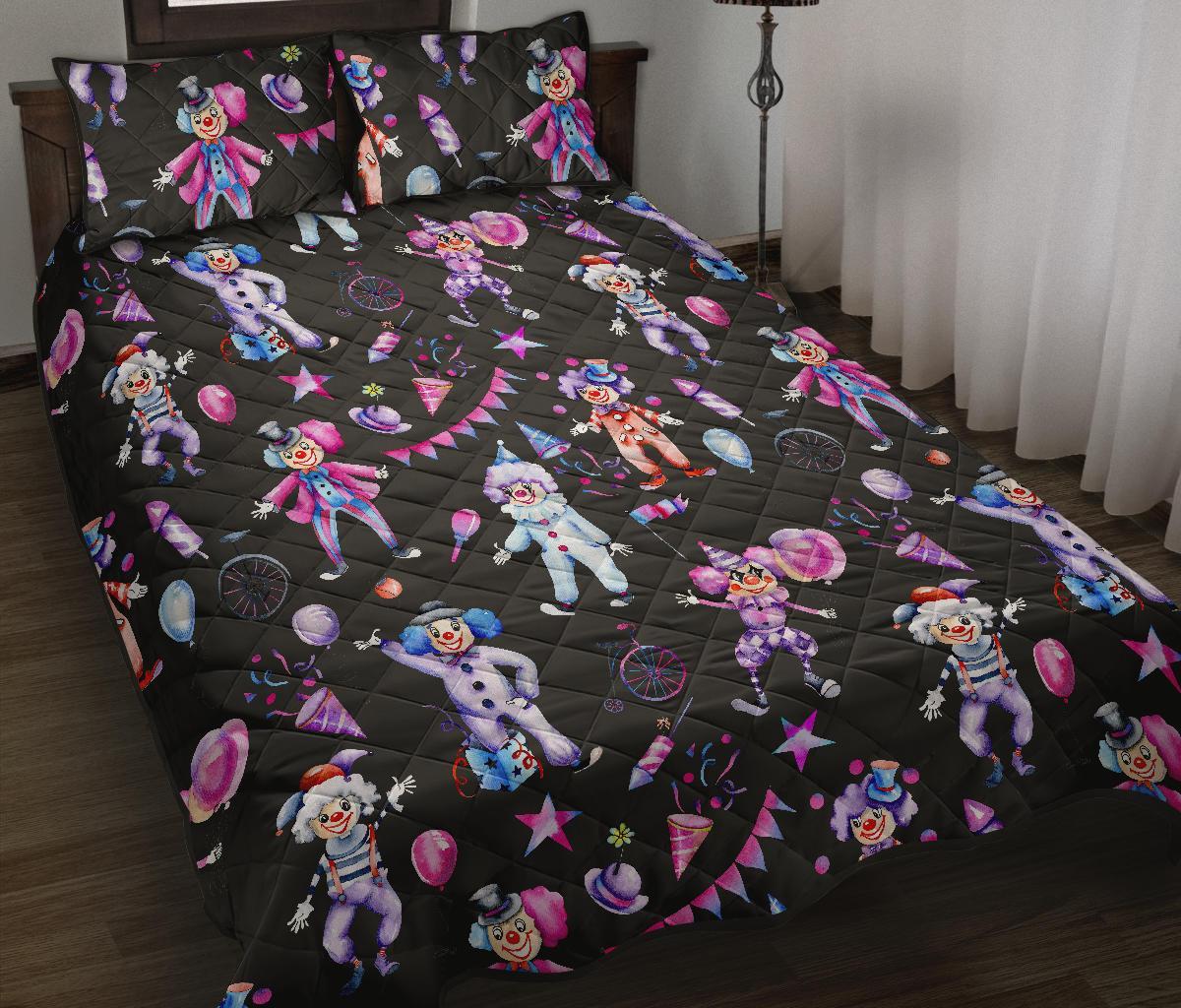 Clown Pattern Print Bed Set Quilt-grizzshop