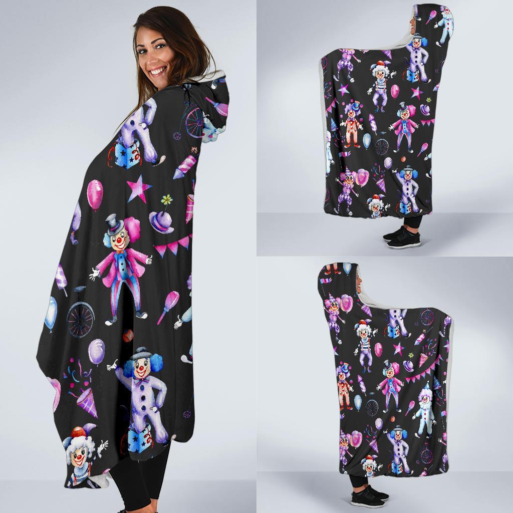 Clown Pattern Print Hooded Blanket-grizzshop