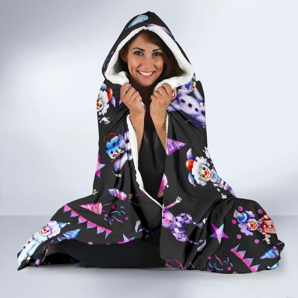 Clown Pattern Print Hooded Blanket-grizzshop