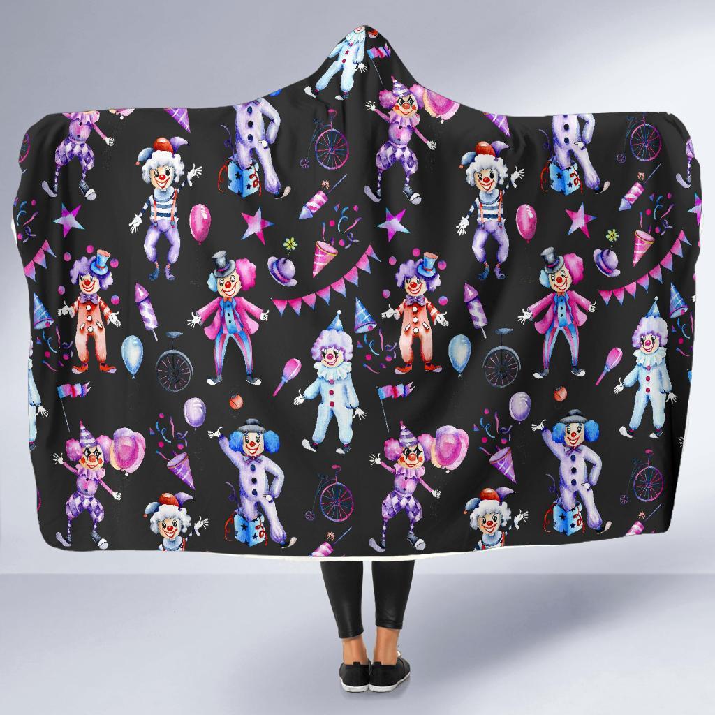 Clown Pattern Print Hooded Blanket-grizzshop