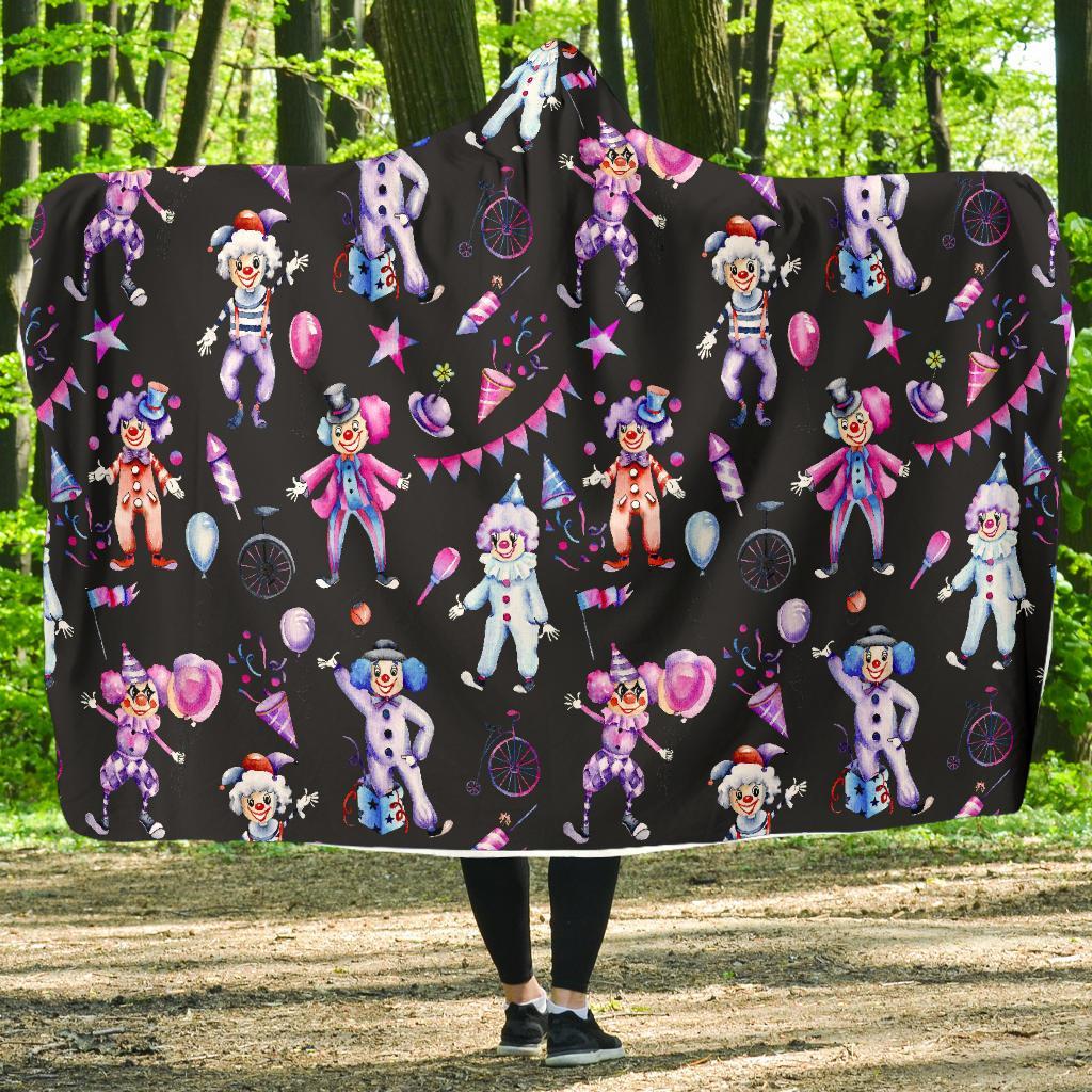 Clown Pattern Print Hooded Blanket-grizzshop