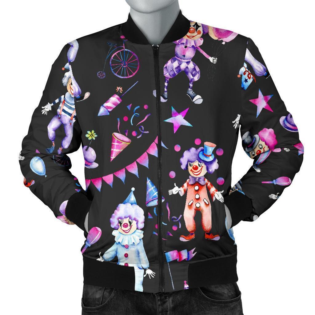 Clown Pattern Print Men's Bomber Jacket-grizzshop