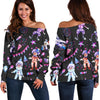 Clown Pattern Print Women Off Shoulder Sweatshirt-grizzshop