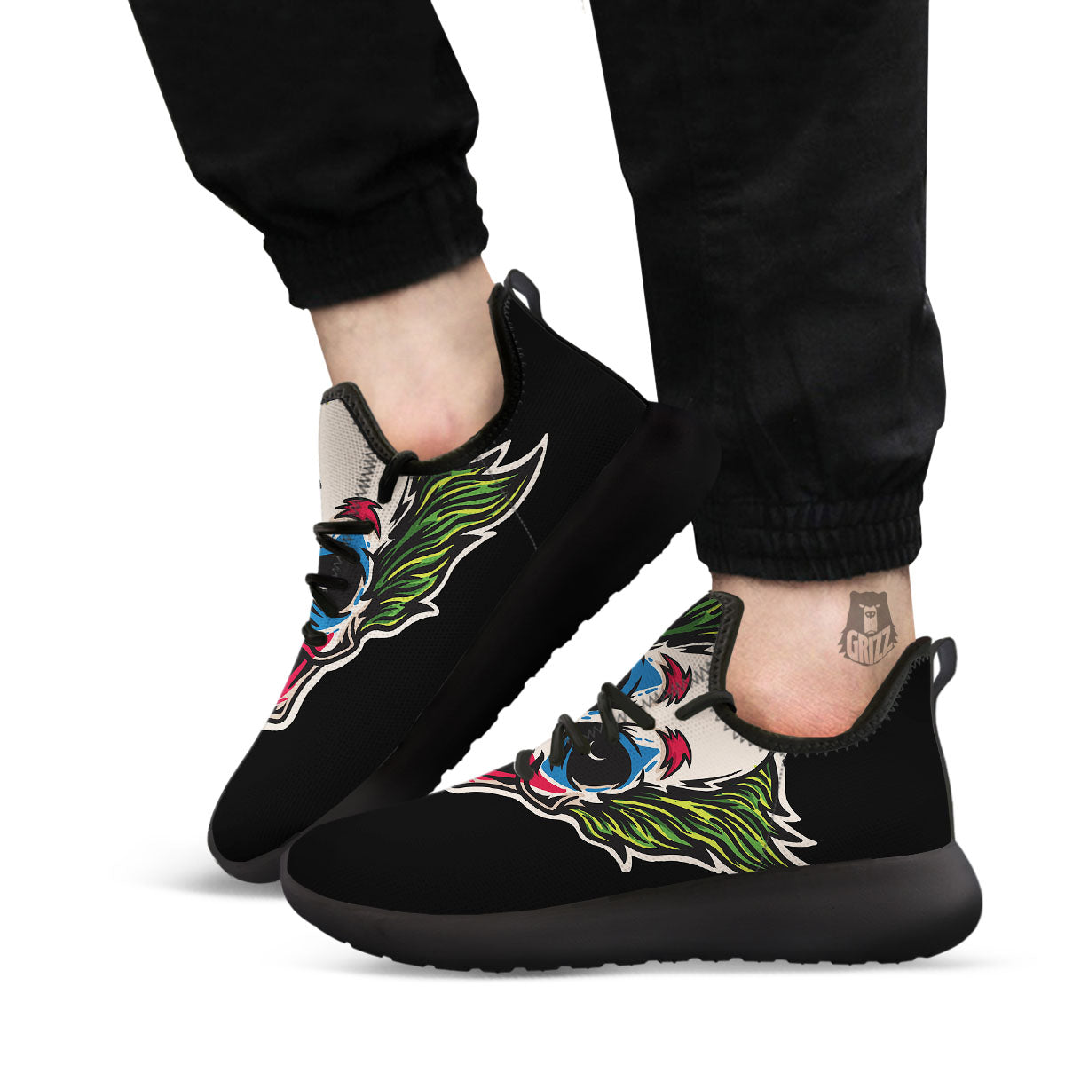 Clown Scary Cartoon Print Black Athletic Shoes-grizzshop