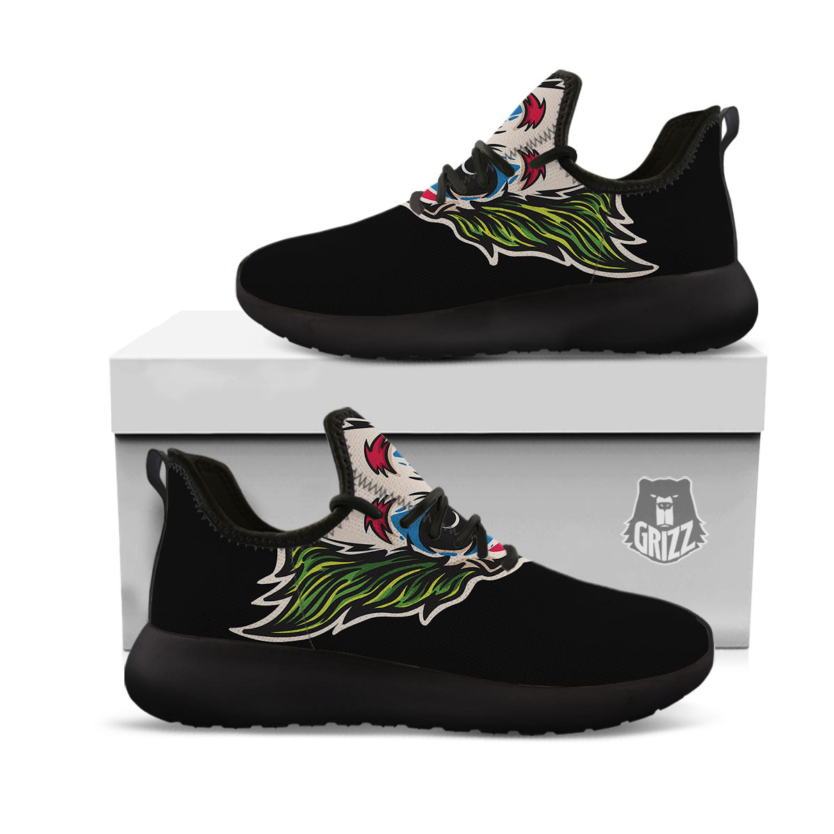 Clown Scary Cartoon Print Black Athletic Shoes-grizzshop