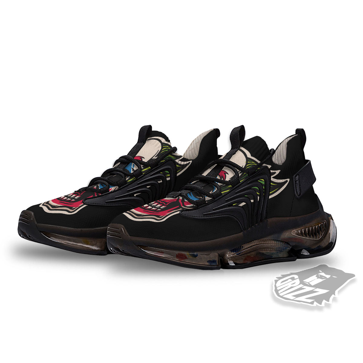 Clown Scary Cartoon Print Black Gym Shoes-grizzshop