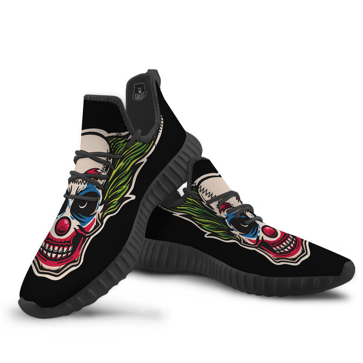 Clown Scary Cartoon Print Black Walking Shoes-grizzshop