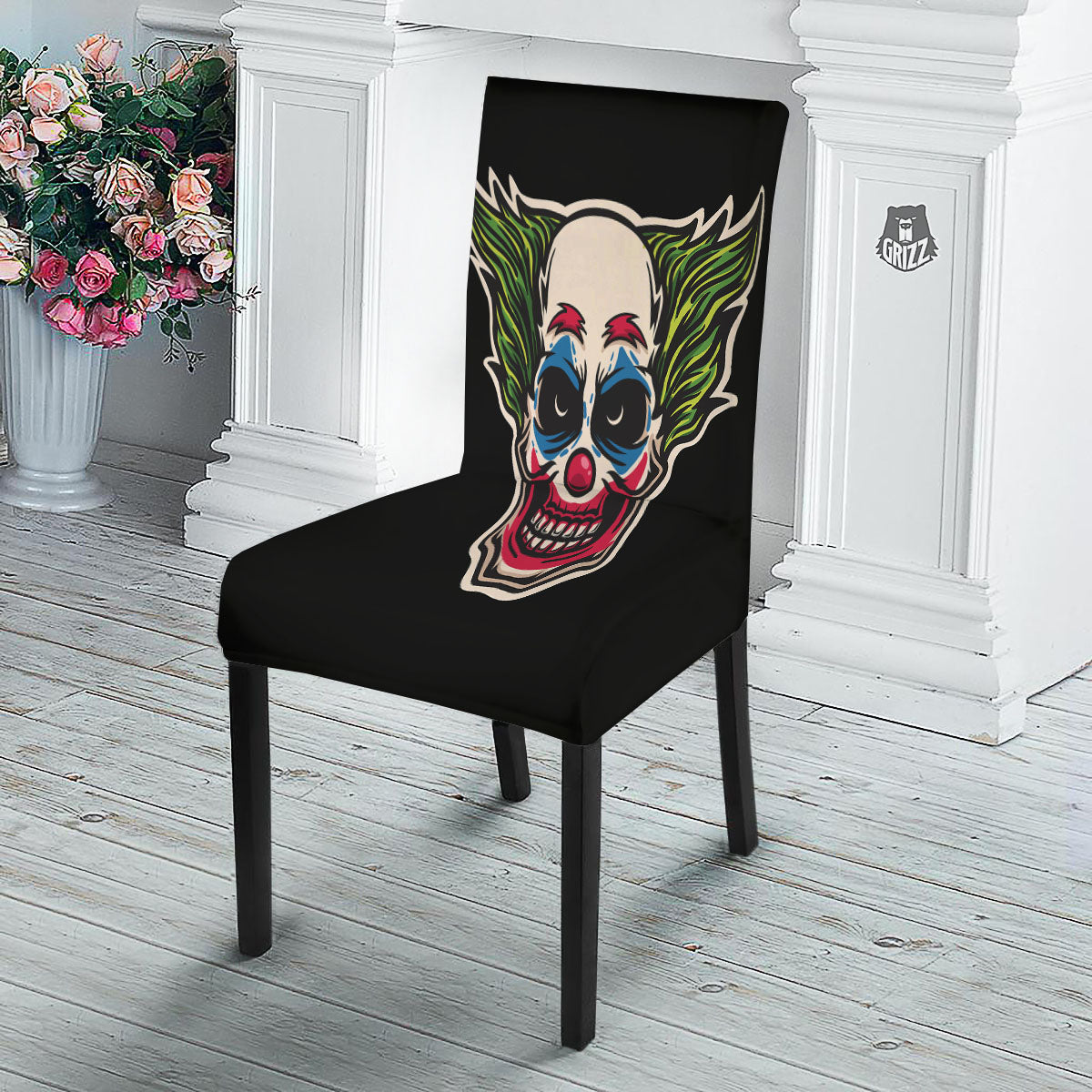 Clown Scary Cartoon Print Dining Chair Slipcover-grizzshop