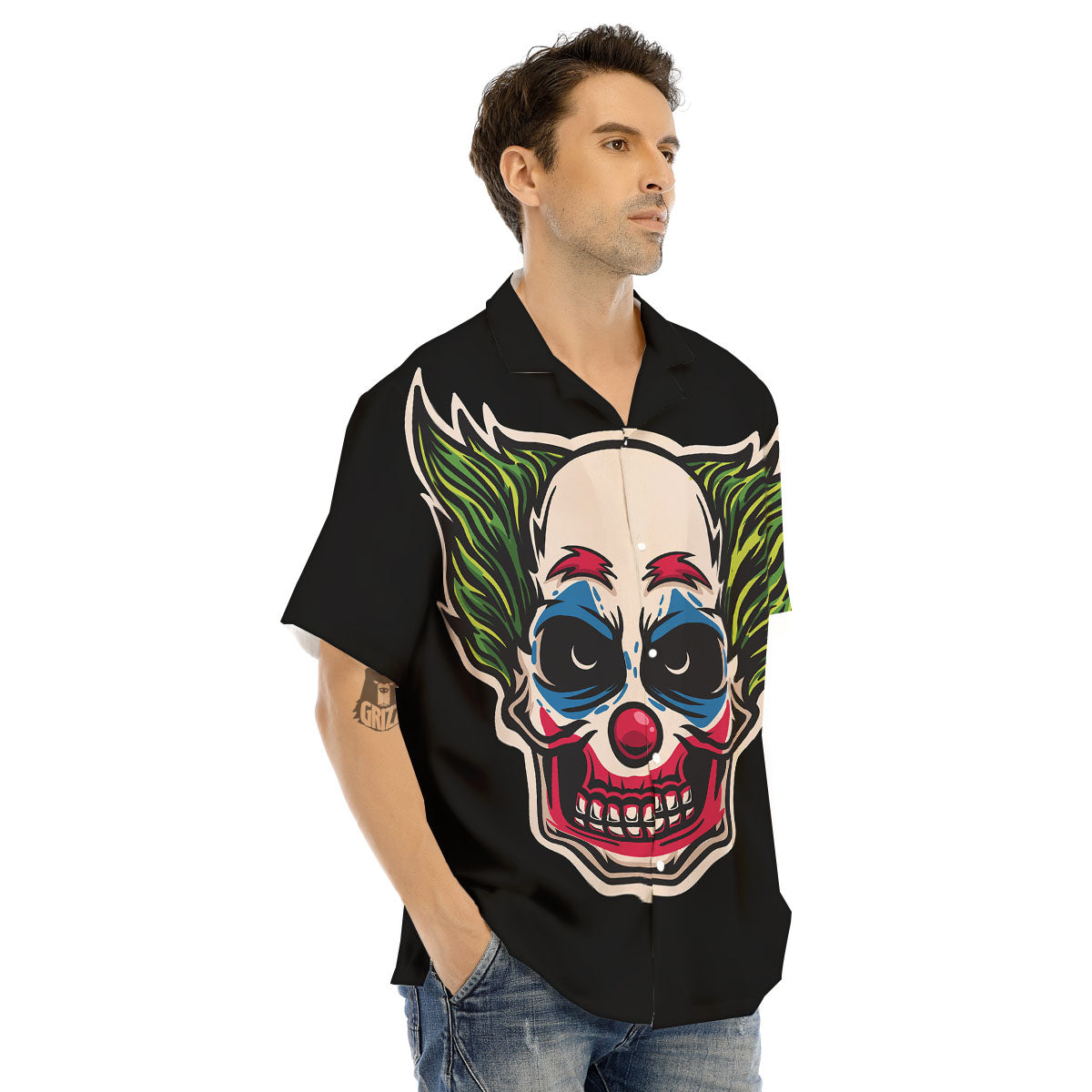 Clown Scary Cartoon Print Men's Hawaiian Shirt-grizzshop