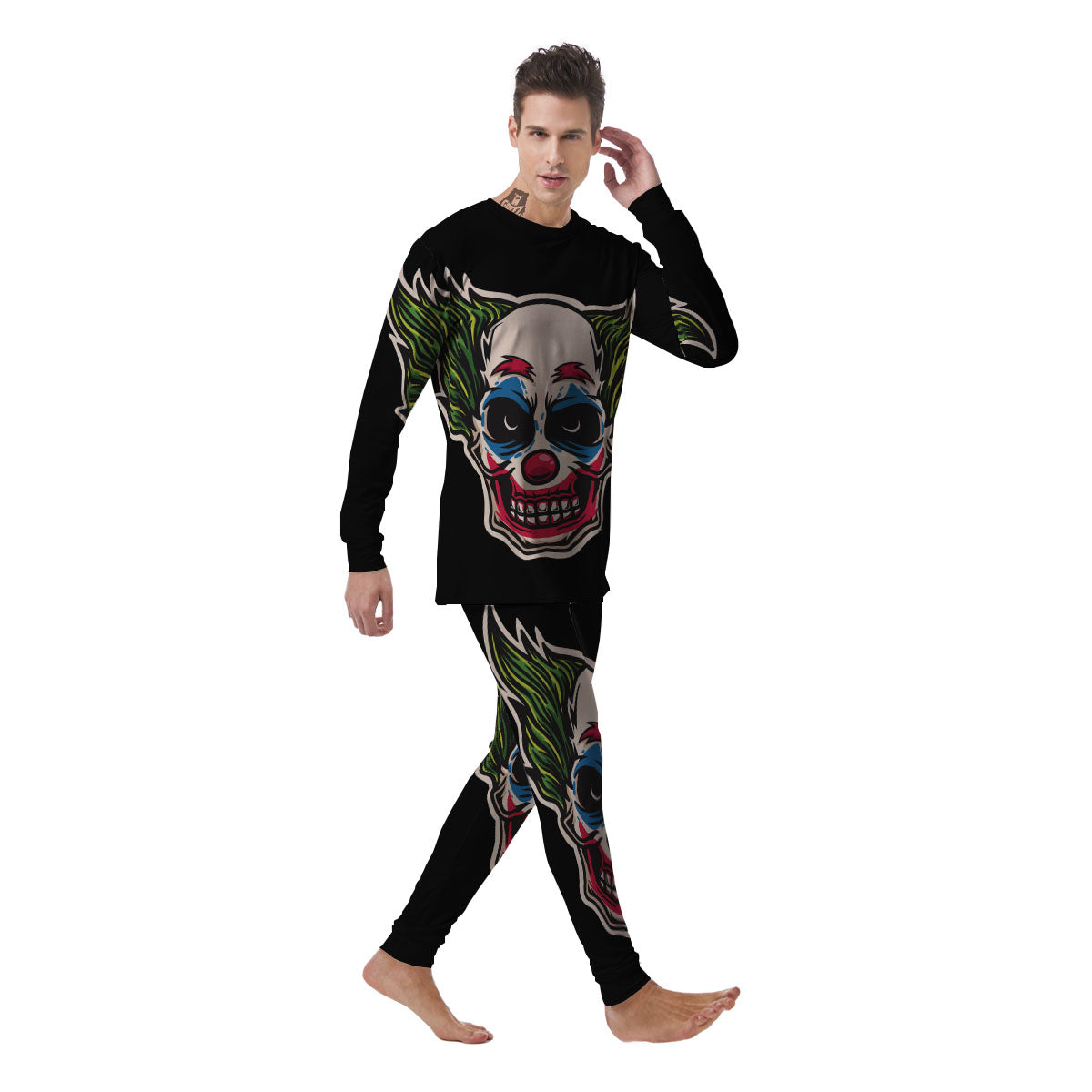 Clown Scary Cartoon Print Men's Pajamas-grizzshop