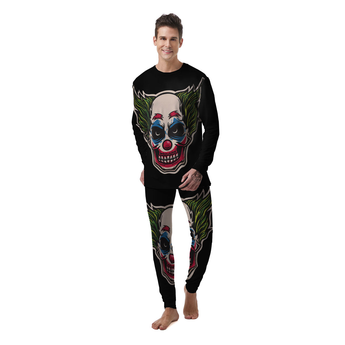 Clown Scary Cartoon Print Men's Pajamas-grizzshop
