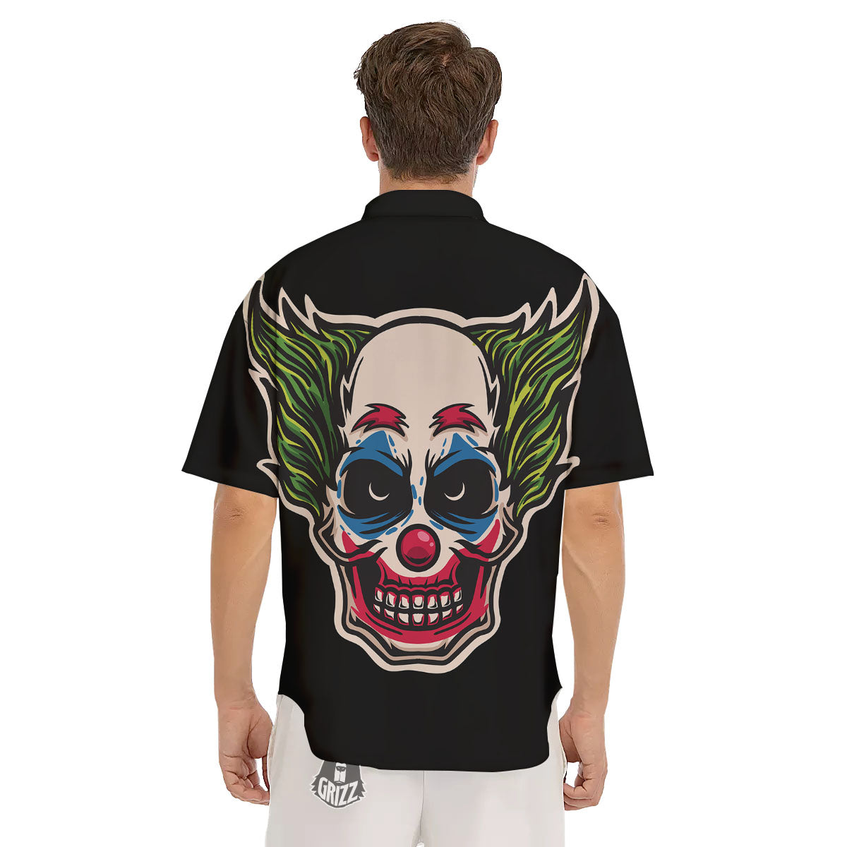 Clown Scary Cartoon Print Men's Short Sleeve Shirts-grizzshop