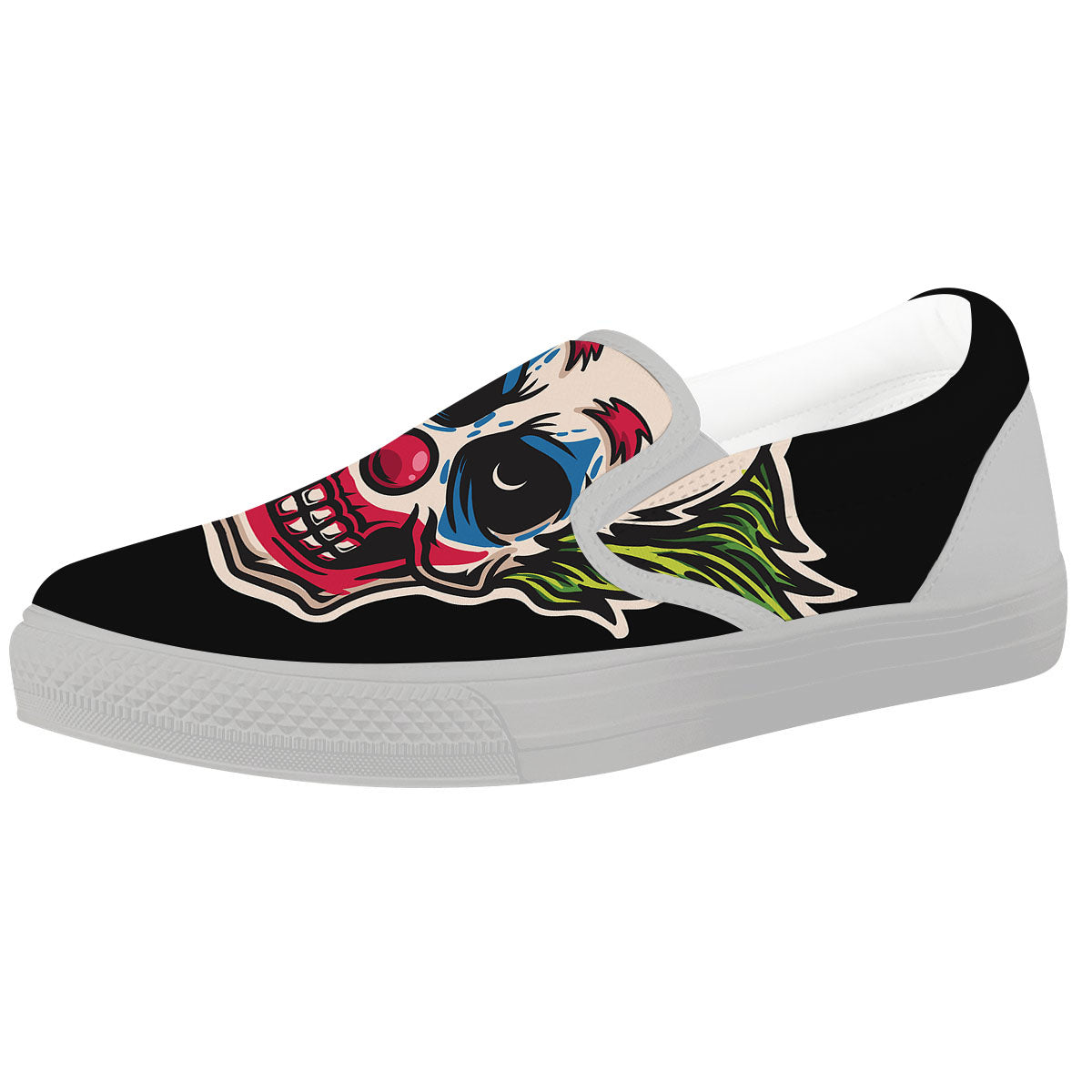 Clown Scary Cartoon Print White Slip On Shoes-grizzshop