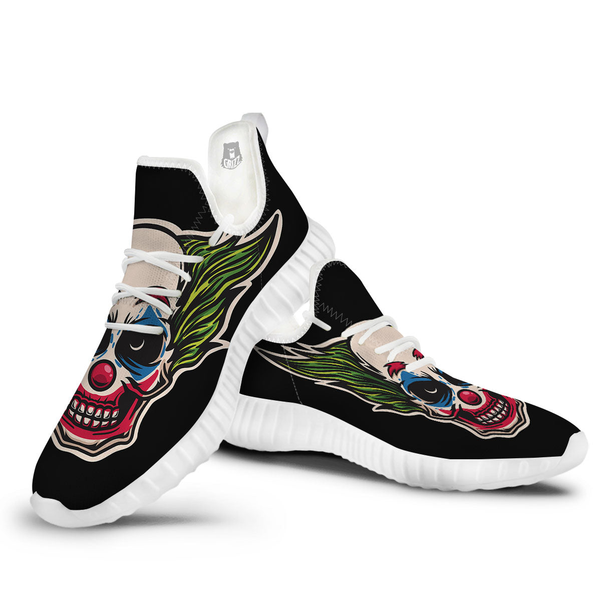 Clown Scary Cartoon Print White Walking Shoes-grizzshop