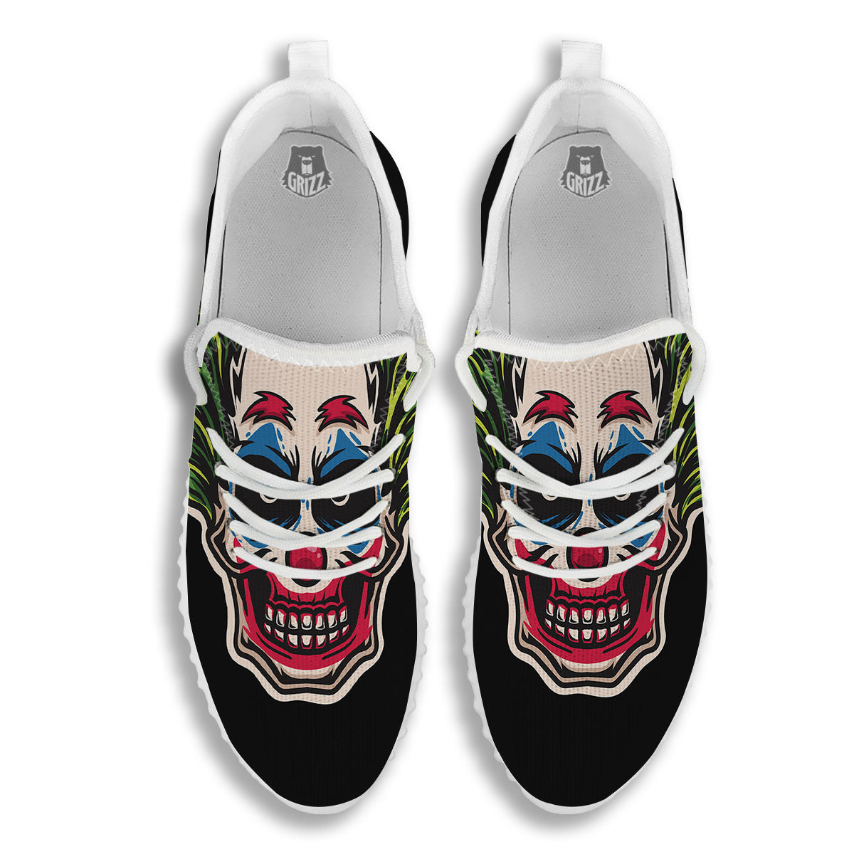 Clown Scary Cartoon Print White Walking Shoes-grizzshop