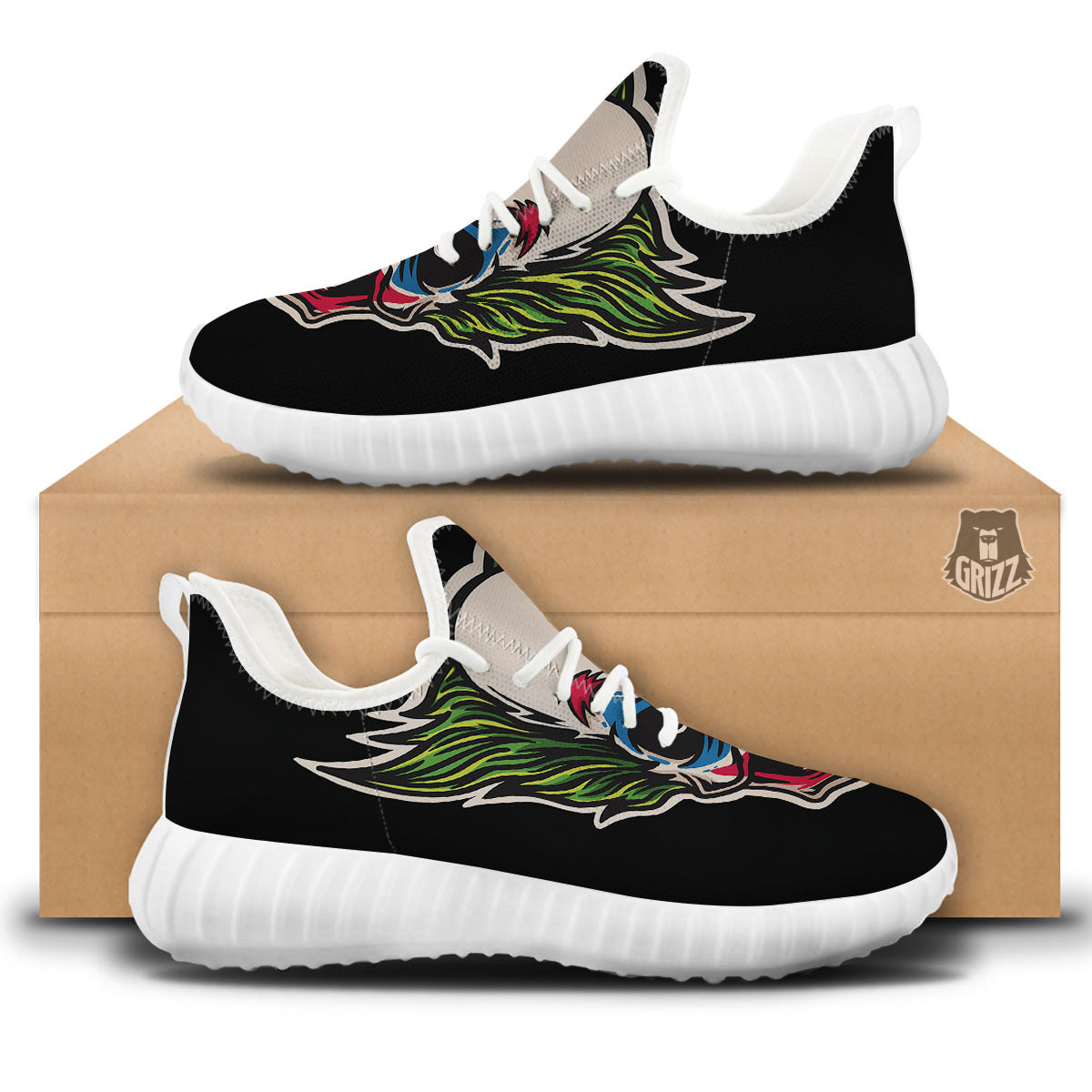 Clown Scary Cartoon Print White Walking Shoes-grizzshop