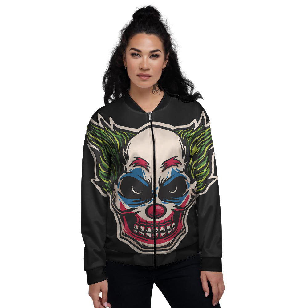 Clown Scary Cartoon Print Women's Bomber Jacket-grizzshop