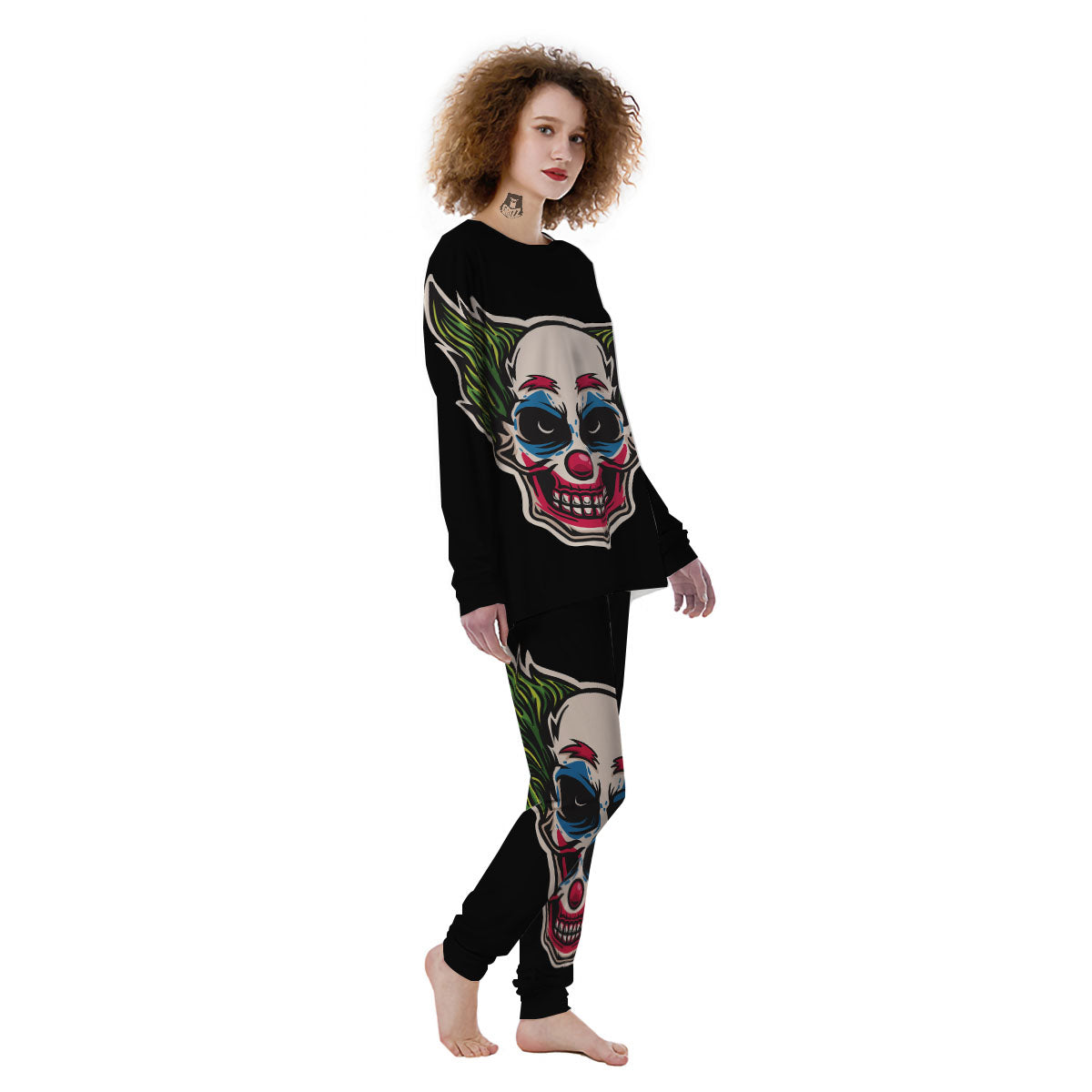 Clown Scary Cartoon Print Women's Pajamas-grizzshop