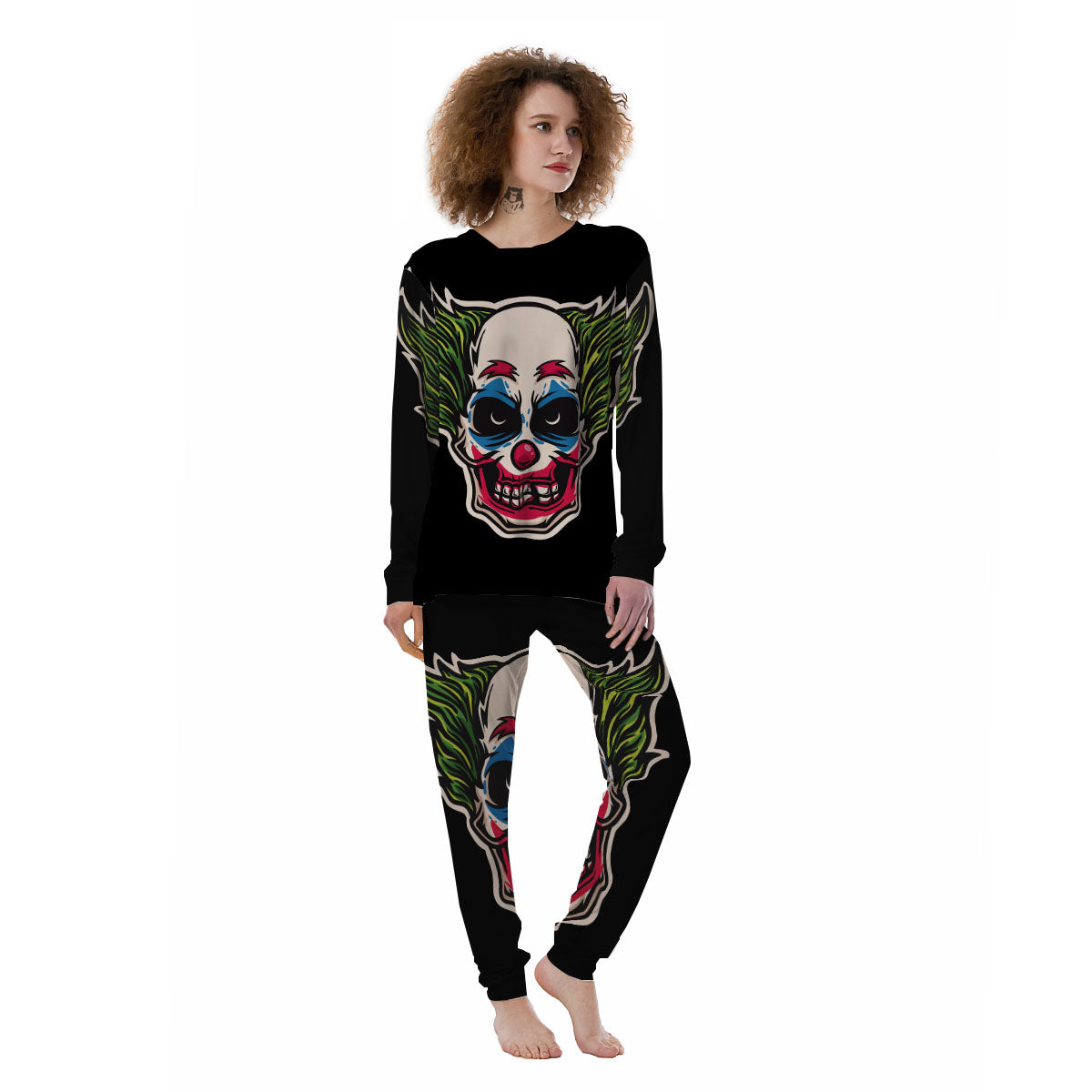Clown Scary Cartoon Print Women's Pajamas-grizzshop