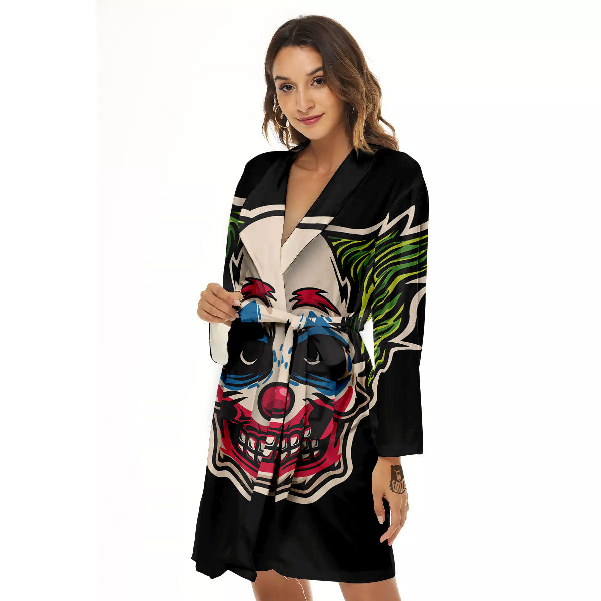 Clown Scary Cartoon Print Women's Robe-grizzshop
