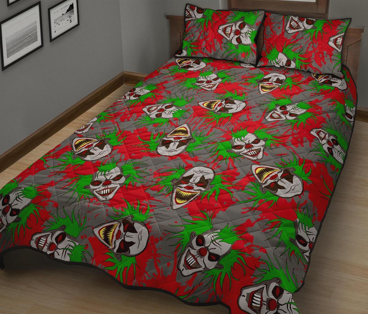 Clown Scary Pattern Print Bed Set Quilt-grizzshop