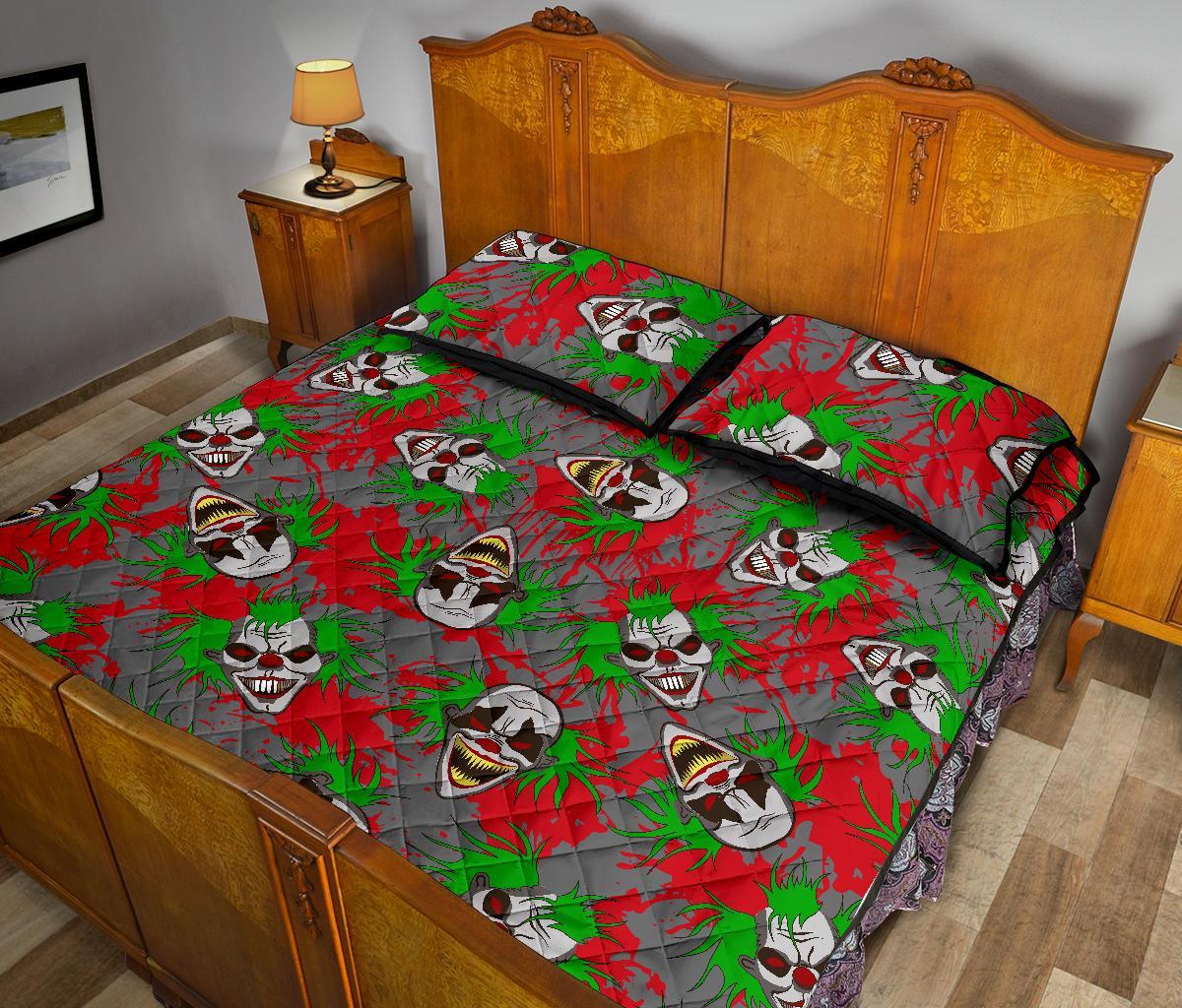 Clown Scary Pattern Print Bed Set Quilt-grizzshop