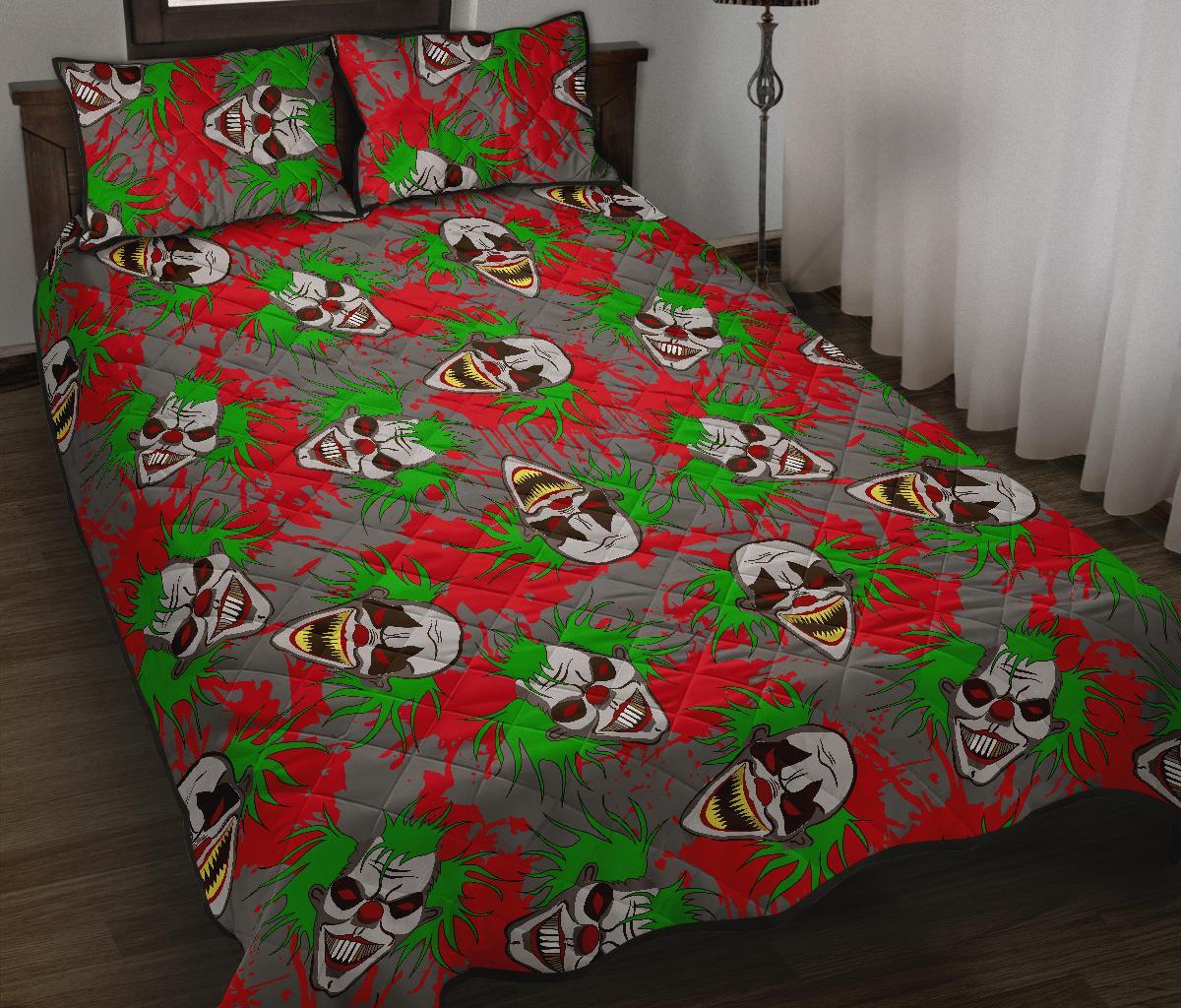 Clown Scary Pattern Print Bed Set Quilt-grizzshop