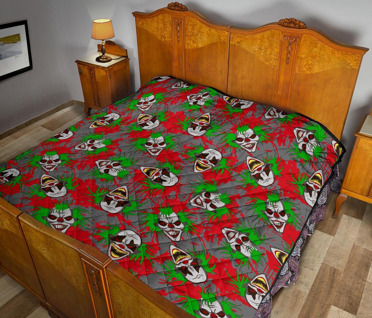 Clown Scary Pattern Print Quilt-grizzshop