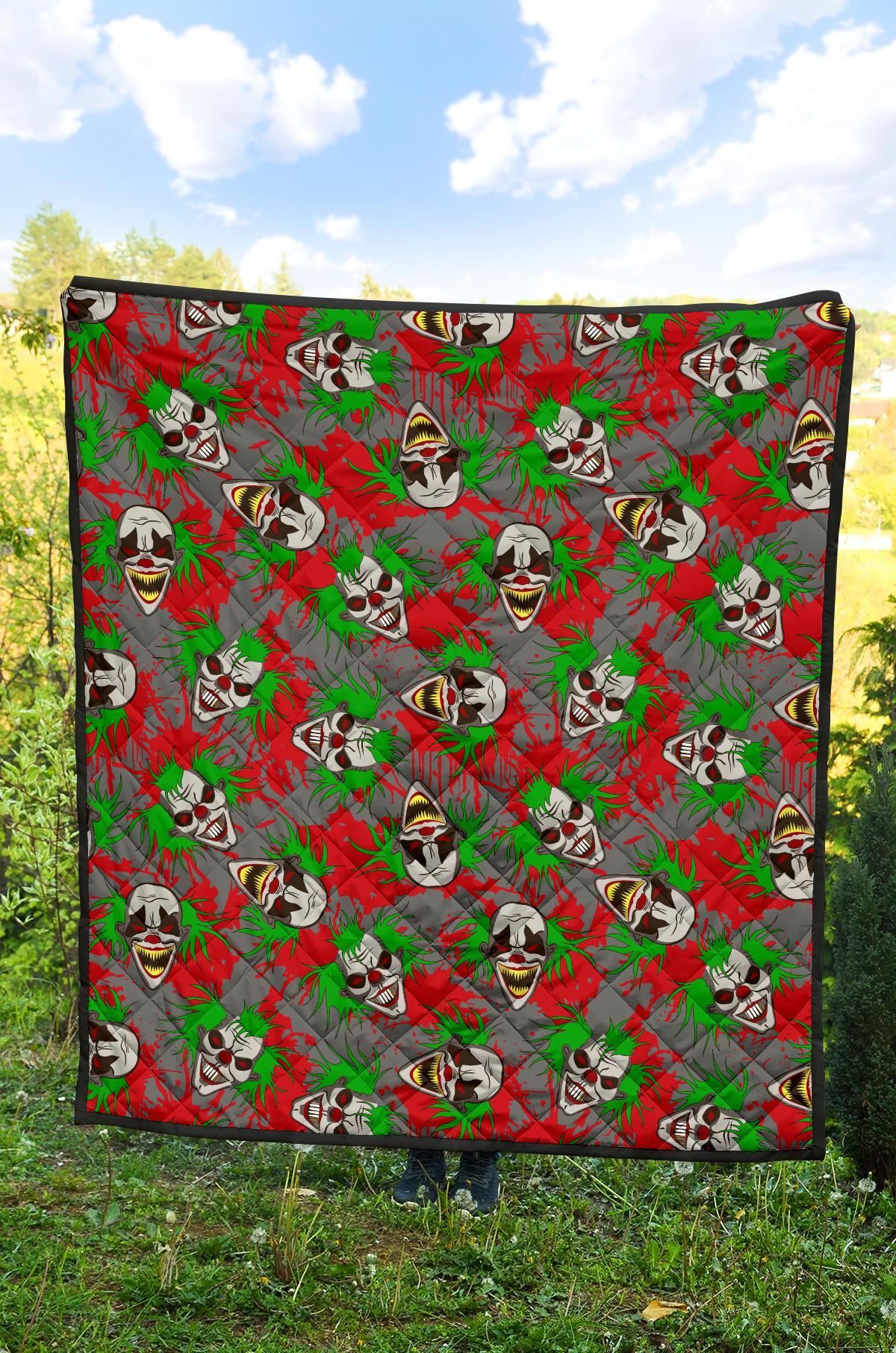 Clown Scary Pattern Print Quilt-grizzshop
