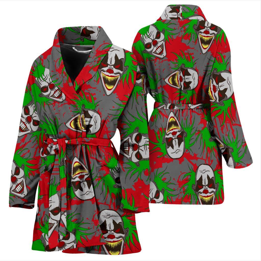 Clown Scary Pattern Print Women Long Robe-grizzshop