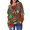 Clown Scary Pattern Print Women Off Shoulder Sweatshirt-grizzshop